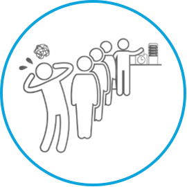 出退勤手続きの行列